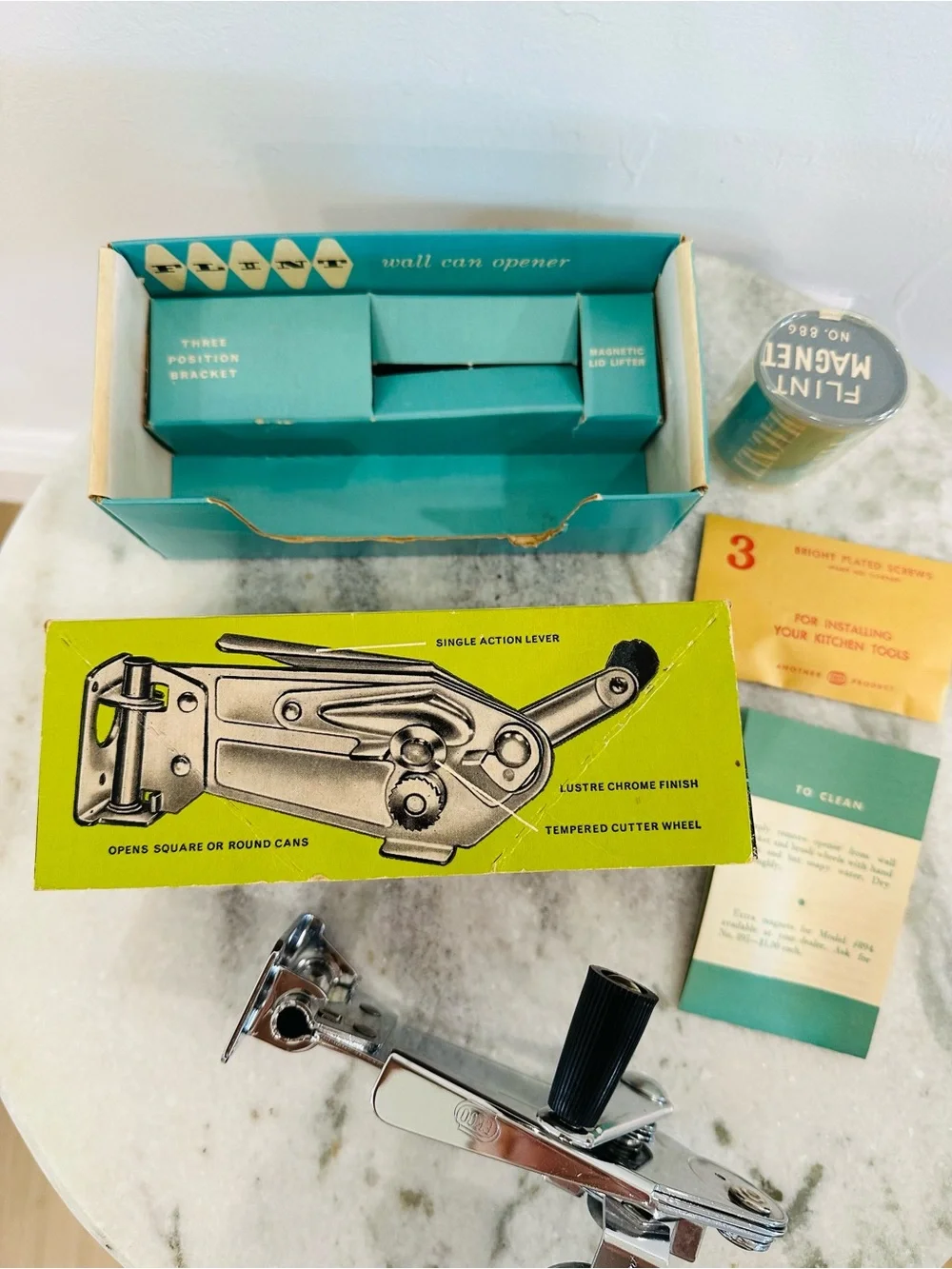 Vintages 1956 FLINT Chrome Wall Can Opener by EKCO